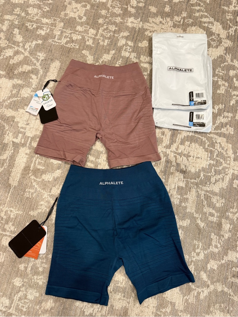 Alphalete New Size Small Women's Ozone Shorts Bundle Atlantic Blue and Mauve